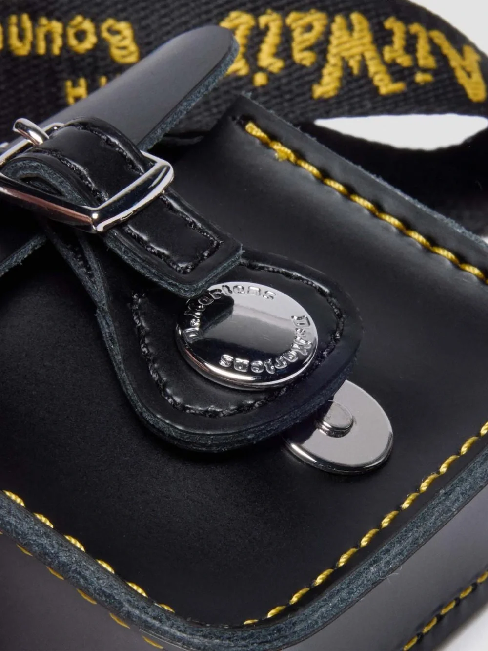 Dr. Martens Black Leather Mini Satchel Keychain with Yellow Stitching - Picture 4 of 11